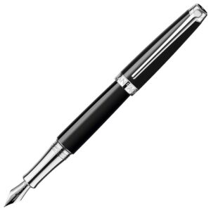 Caran d’Ache Leman Ebony Black Silver Trim Fountain Pen MEDIUM